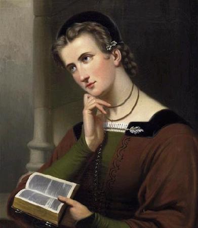 unknow artist Portrait of a young woman with Bible